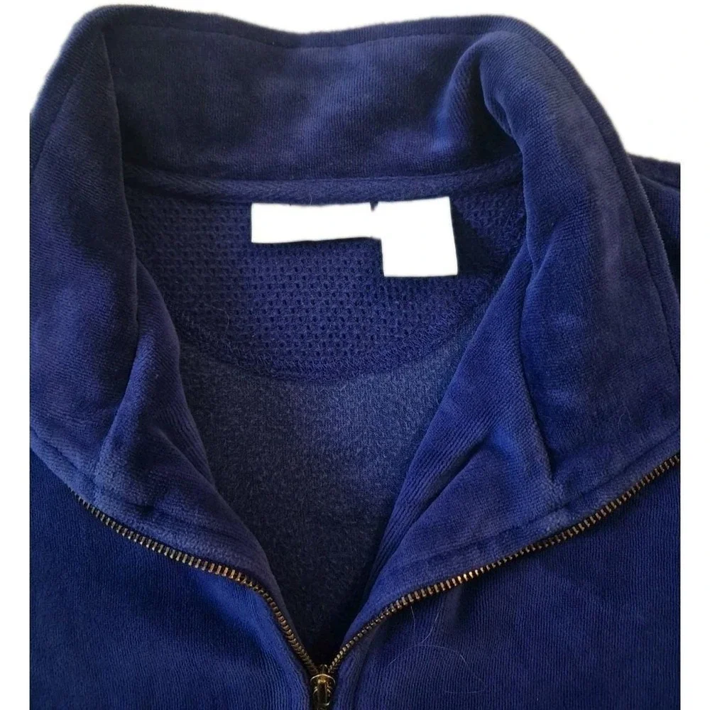 Norsport 90's Vintage Royal Blue Velour Track Jacket Women's Medium‎